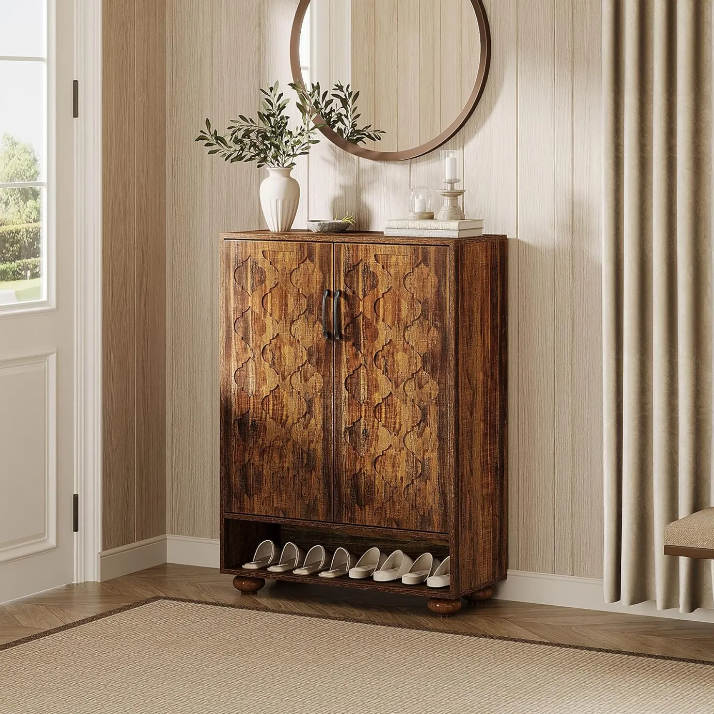31.5" Shoe Cabinet, 6-Tier Shoe Rack Storage Cabinet with Adjustable Shelves