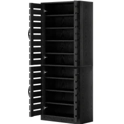 70.8" Shoe Cabinet, 9-Tier Vertical Shoe Rack with Shutter Doors