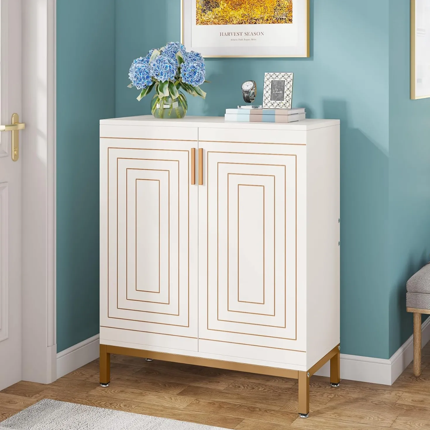 31.49" Shoe Cabinet with Doors for 20 Pairs, 5 Tier Modern Freestanding Shoe Storage Organizer