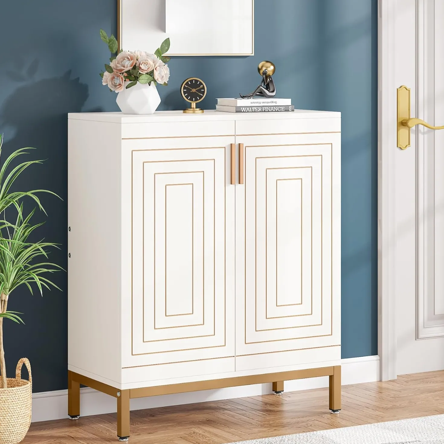 31.49" Shoe Cabinet with Doors for 20 Pairs, 5 Tier Modern Freestanding Shoe Storage Organizer