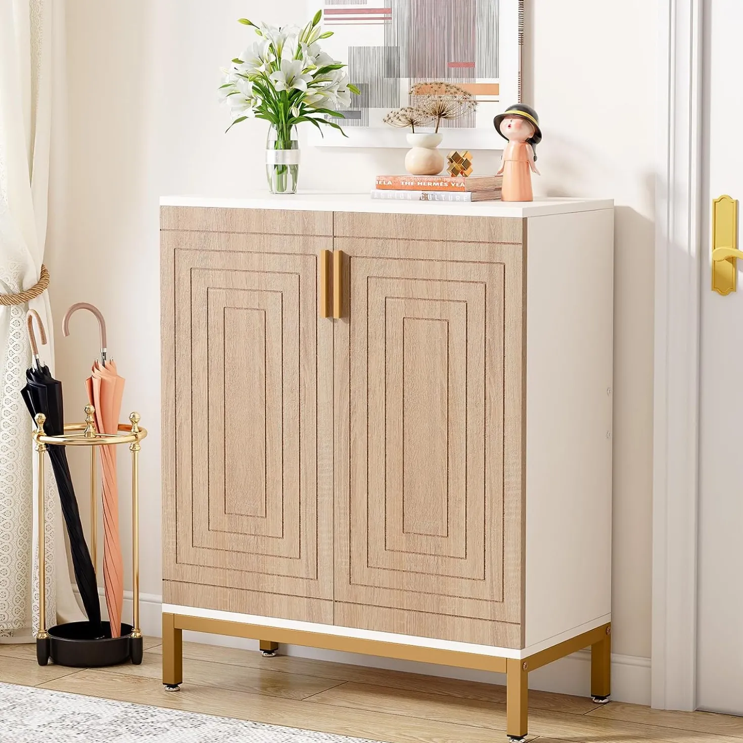 31.49" Shoe Cabinet with Doors for 20 Pairs, 5 Tier Modern Freestanding Shoe Storage Organizer