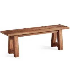 55" Solid Wood Bench, Farmhouse Shoe Entryway Bench for Living Room