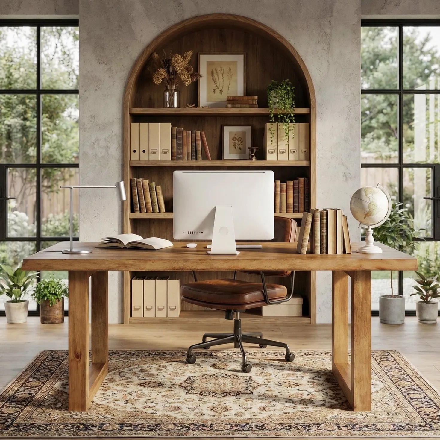 63" Solid Wood Computer Desk, Rectangular Executive Desk Home Office Desk