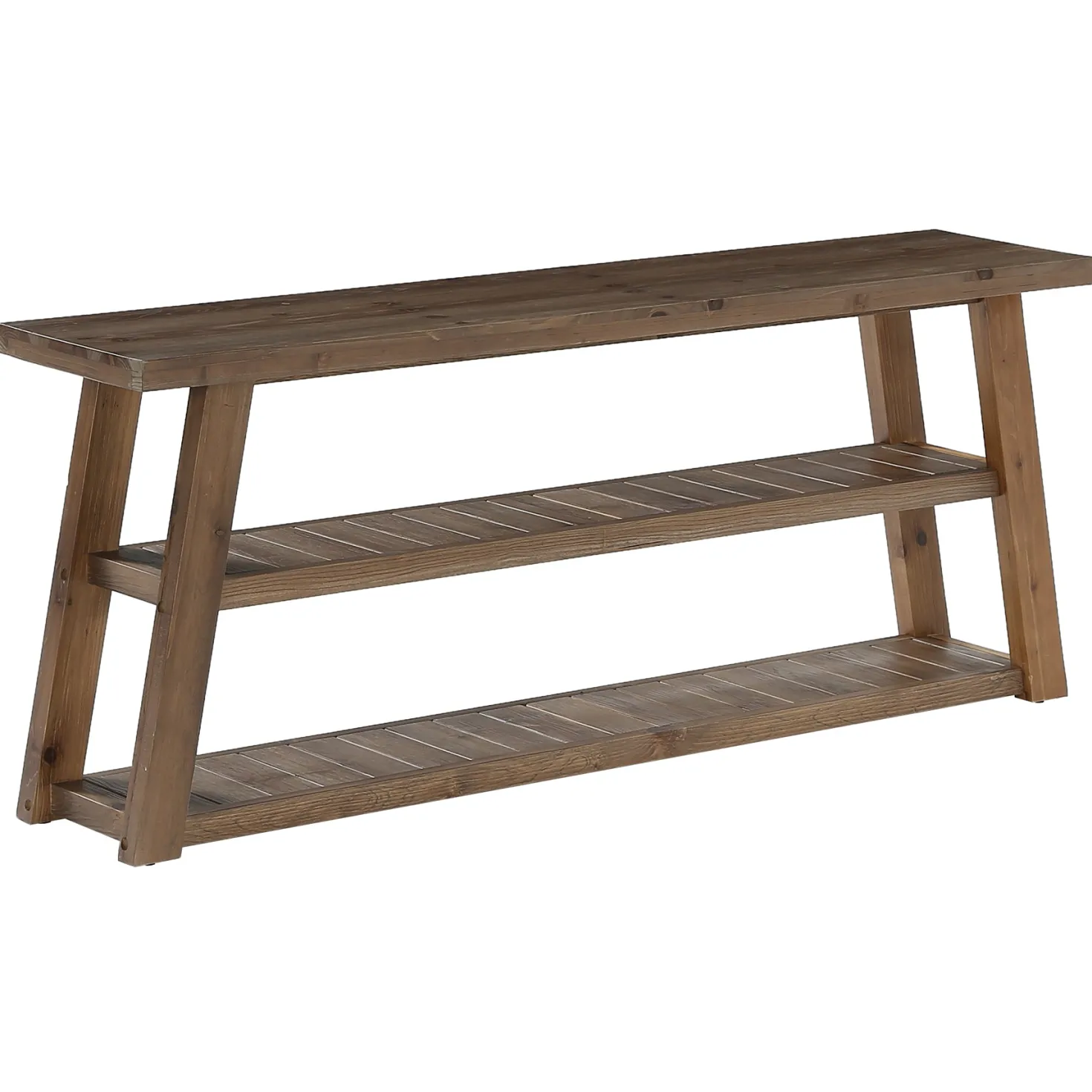63" Solid Wood Console Table, 3-Tier Farmhouse Entryway Table with Storage Shelves