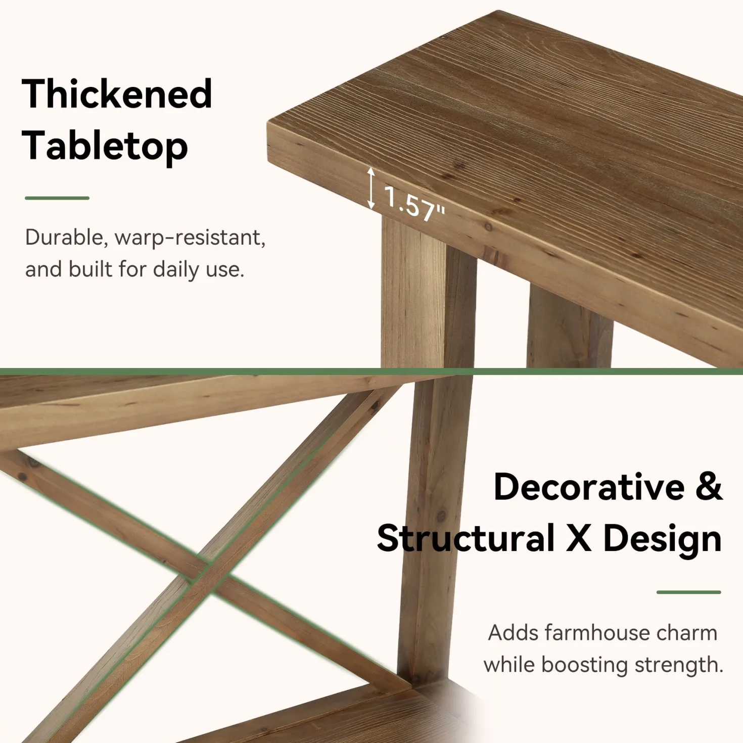 70.87" Solid Wood Console Table with Storage, Farmhouse Narrow Entryway & Sofa Table with X-Frame