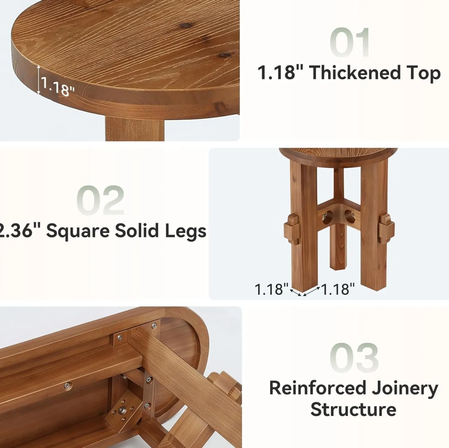 55" Solid Wood Dining Bench, Indoor Bench for Dining Table & Living Room