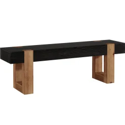 55" Solid Wood Dining Bench, Farmhouse Wooden Entryway Bench