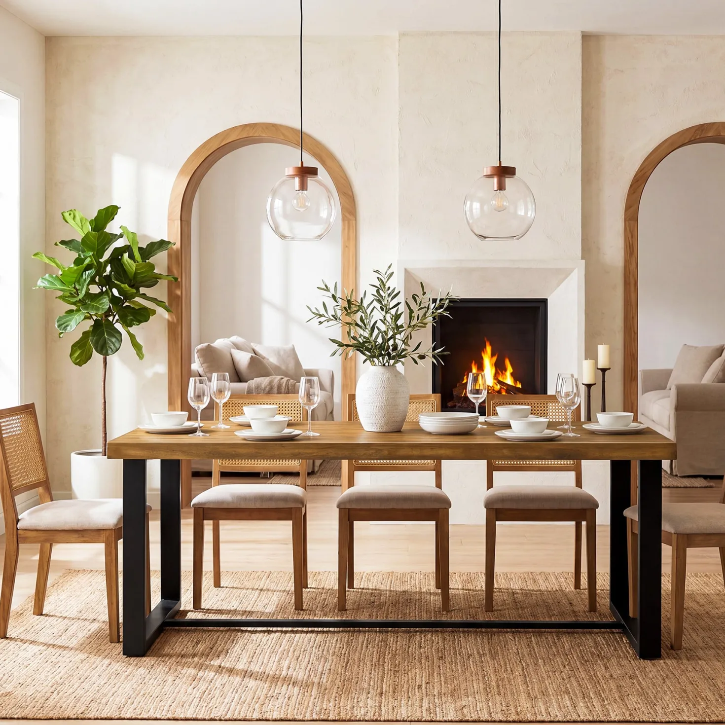 70.8" Solid Wood Dining Table, Farmhouse Kitchen Table for 6-8 for Dining Room