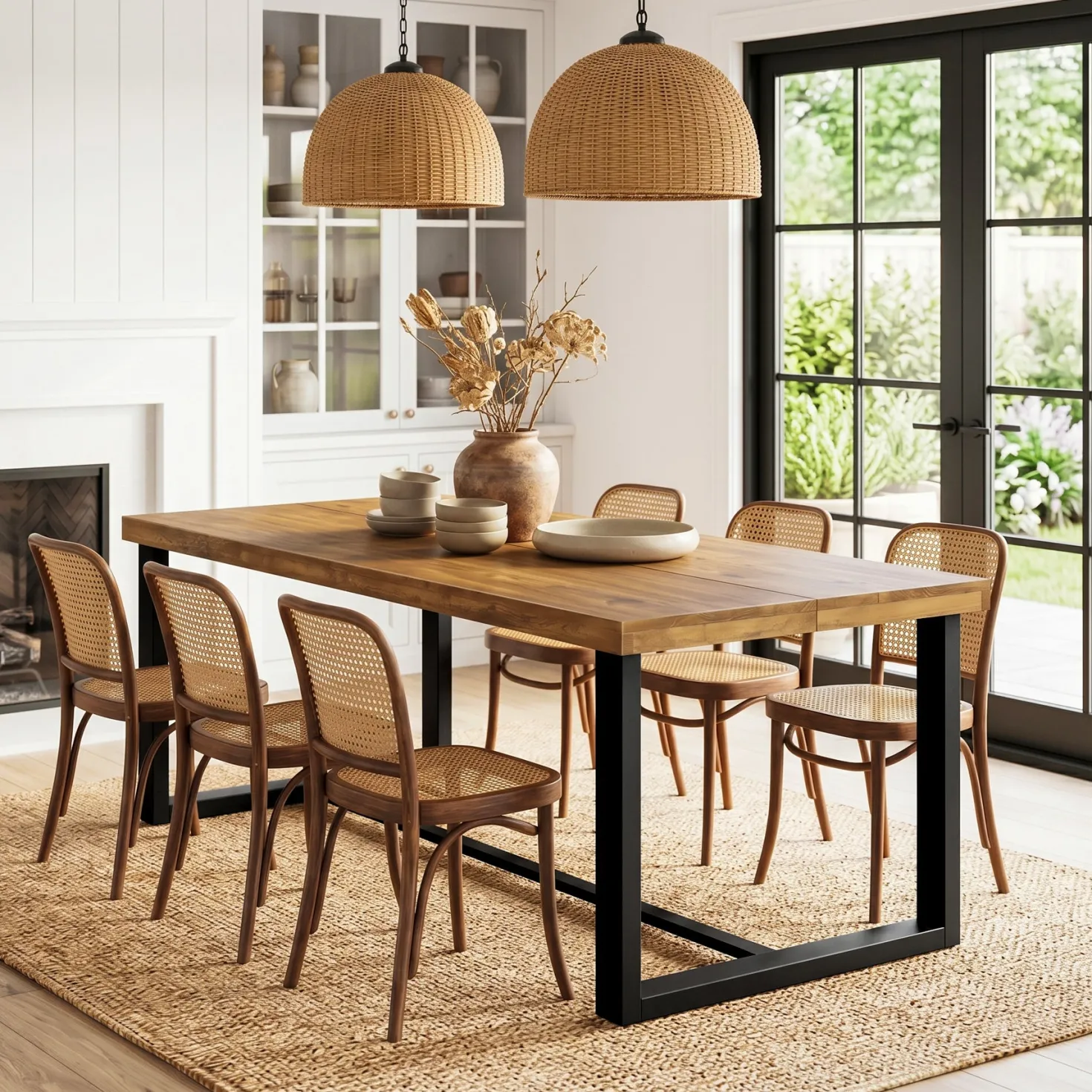 70.8" Solid Wood Dining Table, Farmhouse Kitchen Table for 6-8 for Dining Room