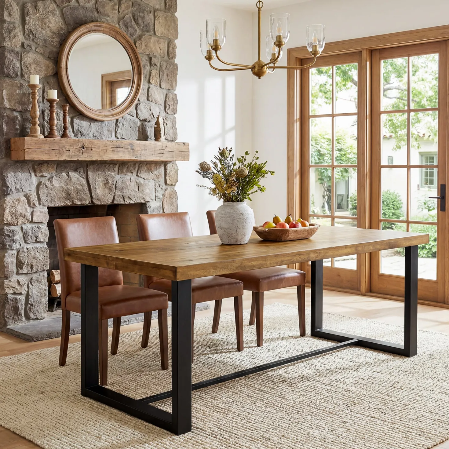 70.8" Solid Wood Dining Table, Farmhouse Kitchen Table for 6-8 for Dining Room