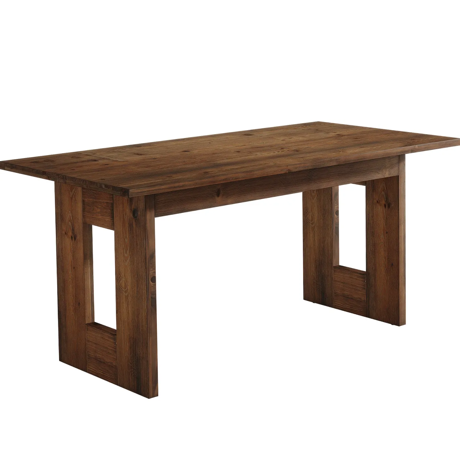63" Solid Wood Dining Table, Rectangular Kitchen Table for 4-6 People with Thick Top