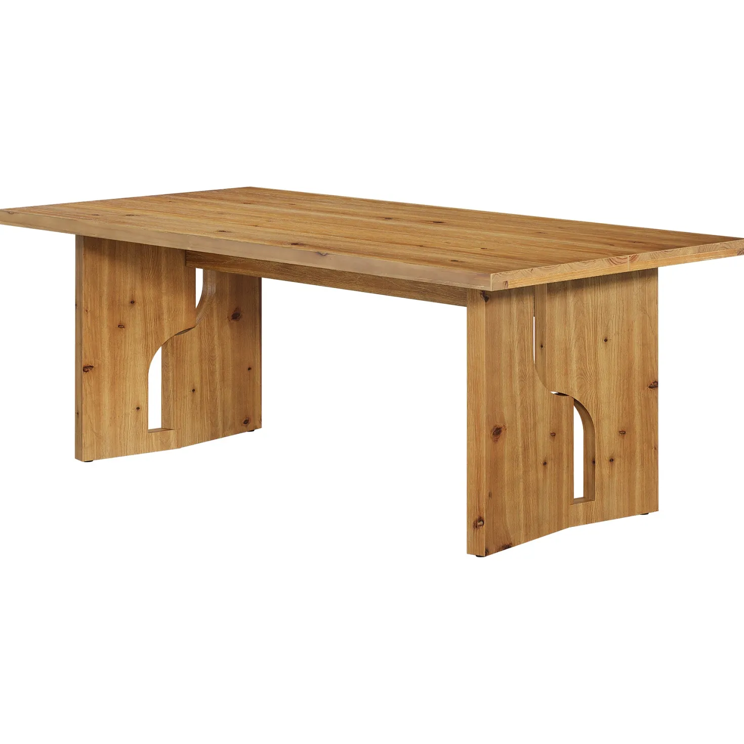 63" Solid Wood Dining Table for 4-6, Farmhouse Kitchen Table with Cutout Bases