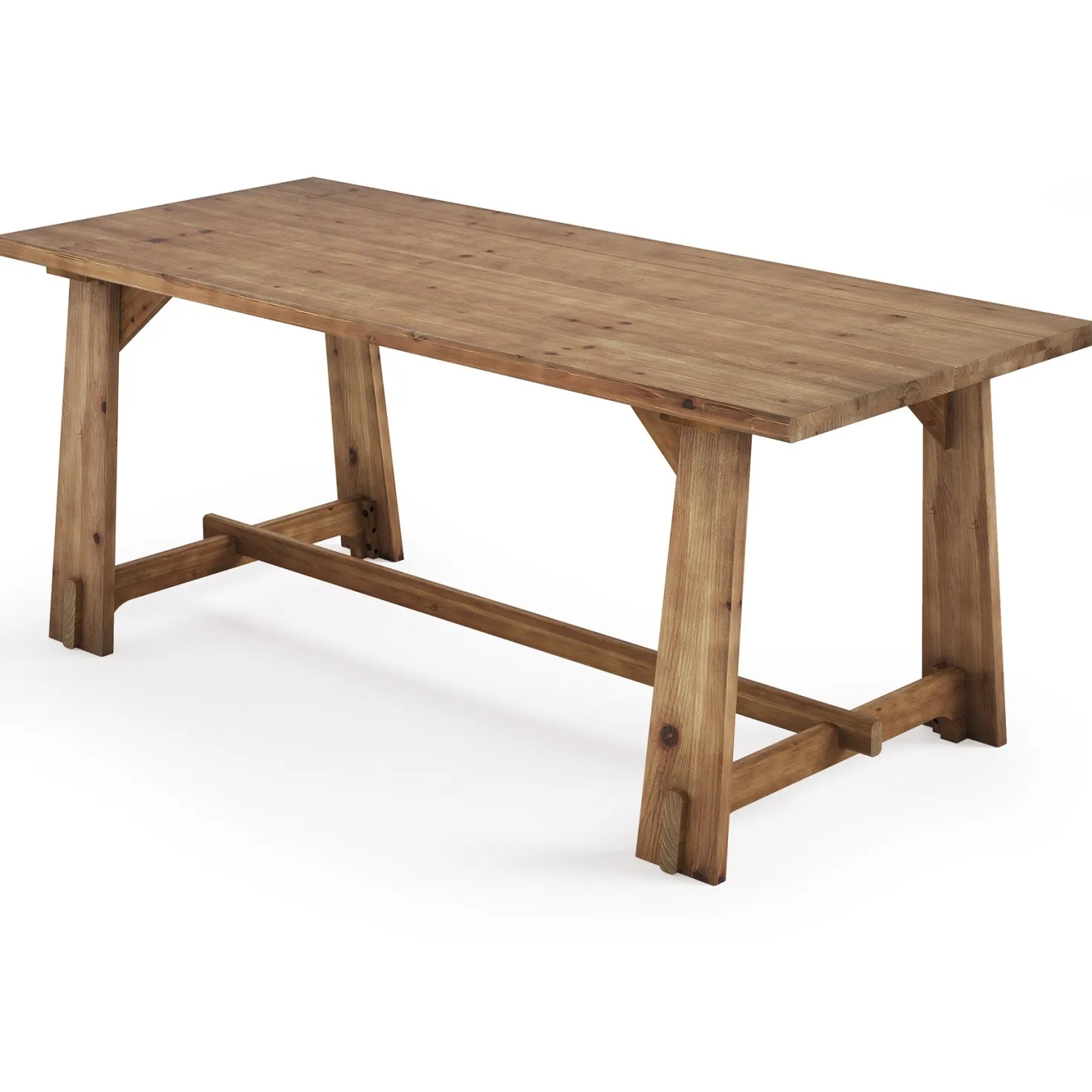 63" Solid Wood Dining Table for 4-6 People, Rustic Farmhouse Kitchen & Dining Room Table