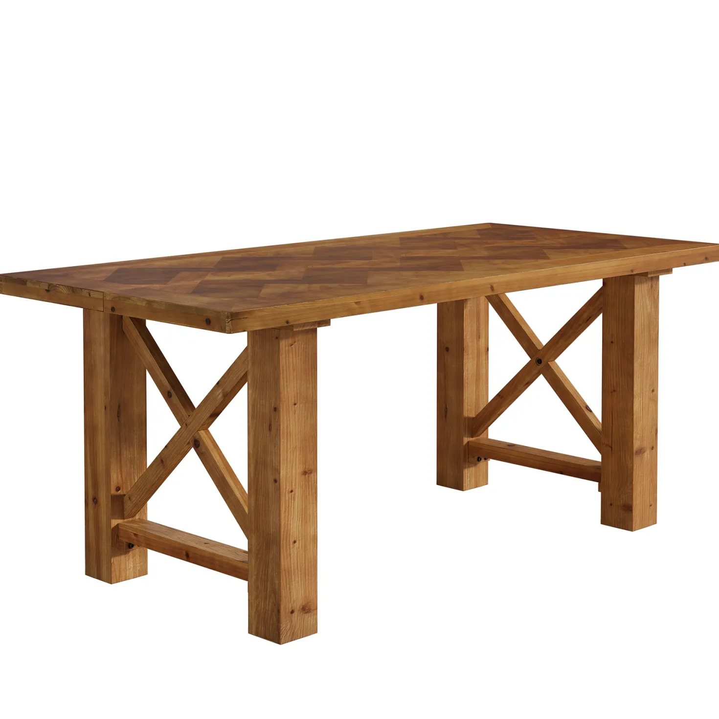 63" Solid Wood Dining Table for 4-6, Rectangle Kitchen Table with X-Shaped Frame
