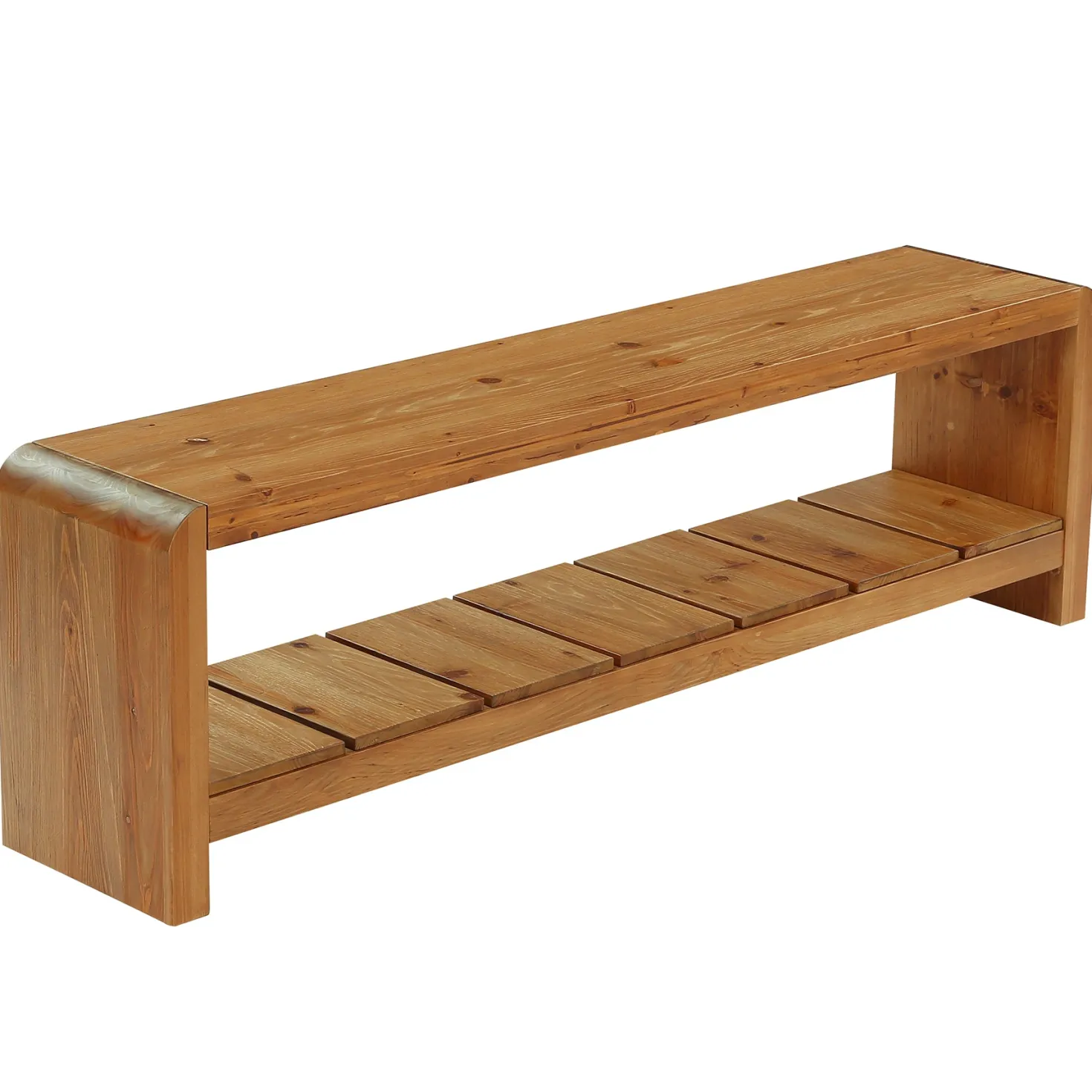 59" Solid Wood Entryway Bench, Farmhouse End of Bed Seating Shoe Bench with Storage