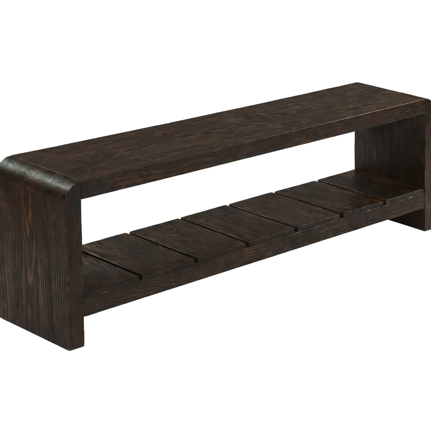 59" Solid Wood Entryway Bench, Farmhouse End of Bed Seating Shoe Bench with Storage