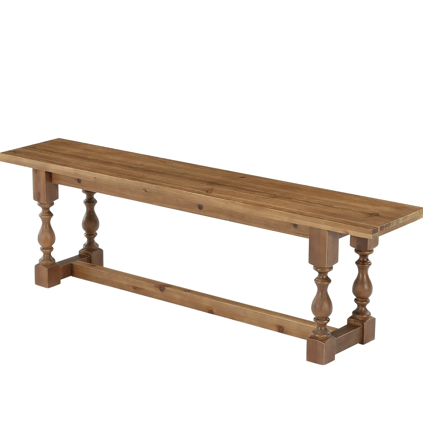 59.1" Solid Wood Entryway Bench with Turned Legs