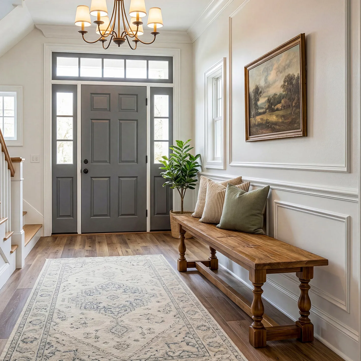 59.1" Solid Wood Entryway Bench with Turned Legs