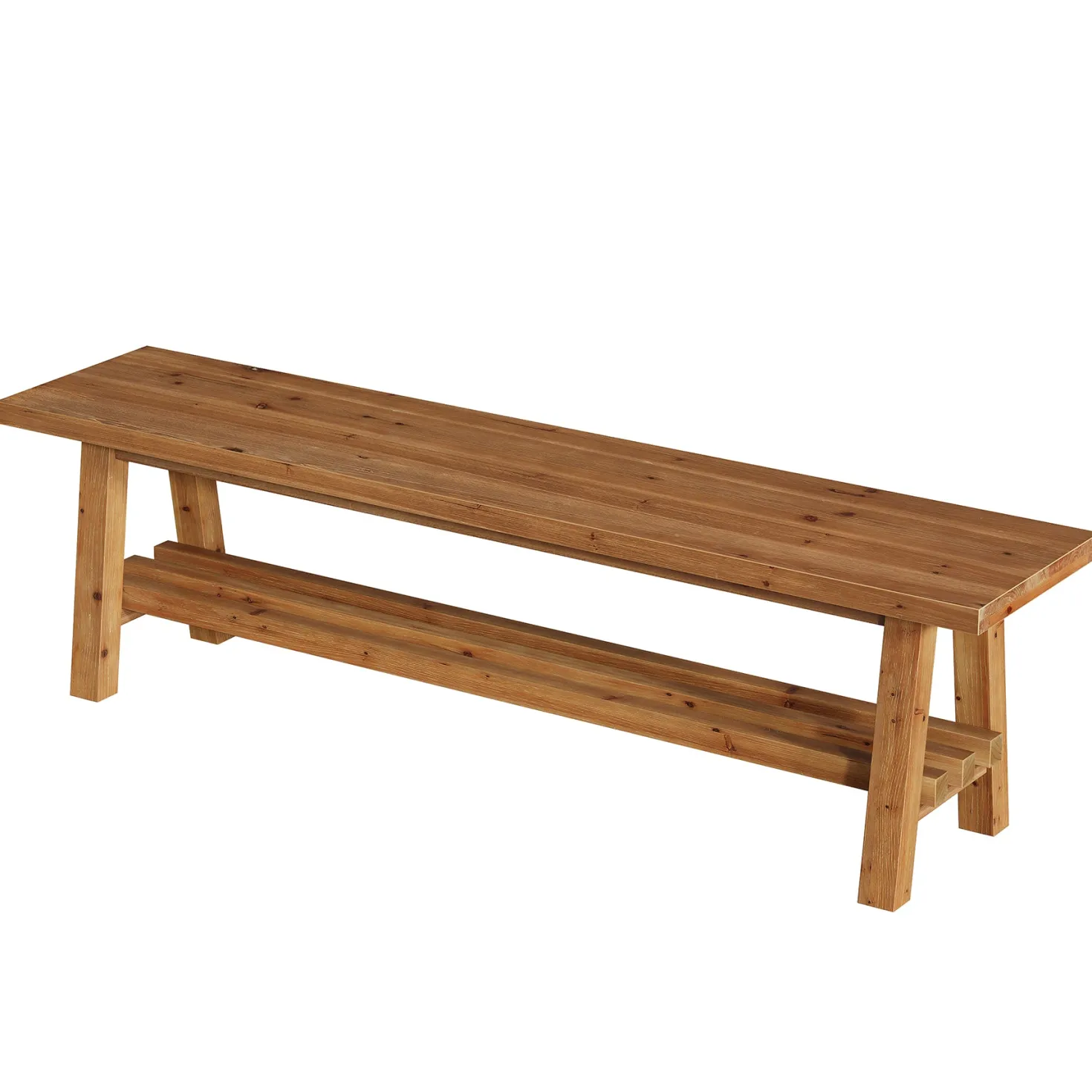 55" Solid Wood Entryway Bench, 2-Tier Shoe Bench with Shelf for Hallway