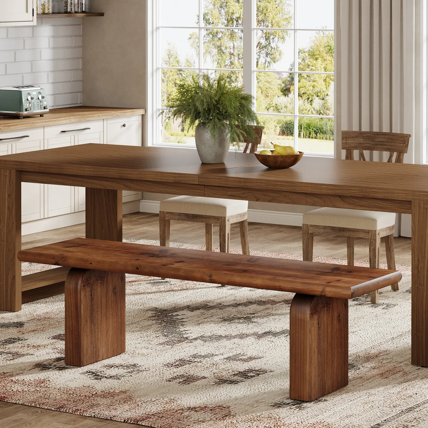 62.99" Solid Wood Entryway Bench, Farmhouse Indoor End of Bed Bench