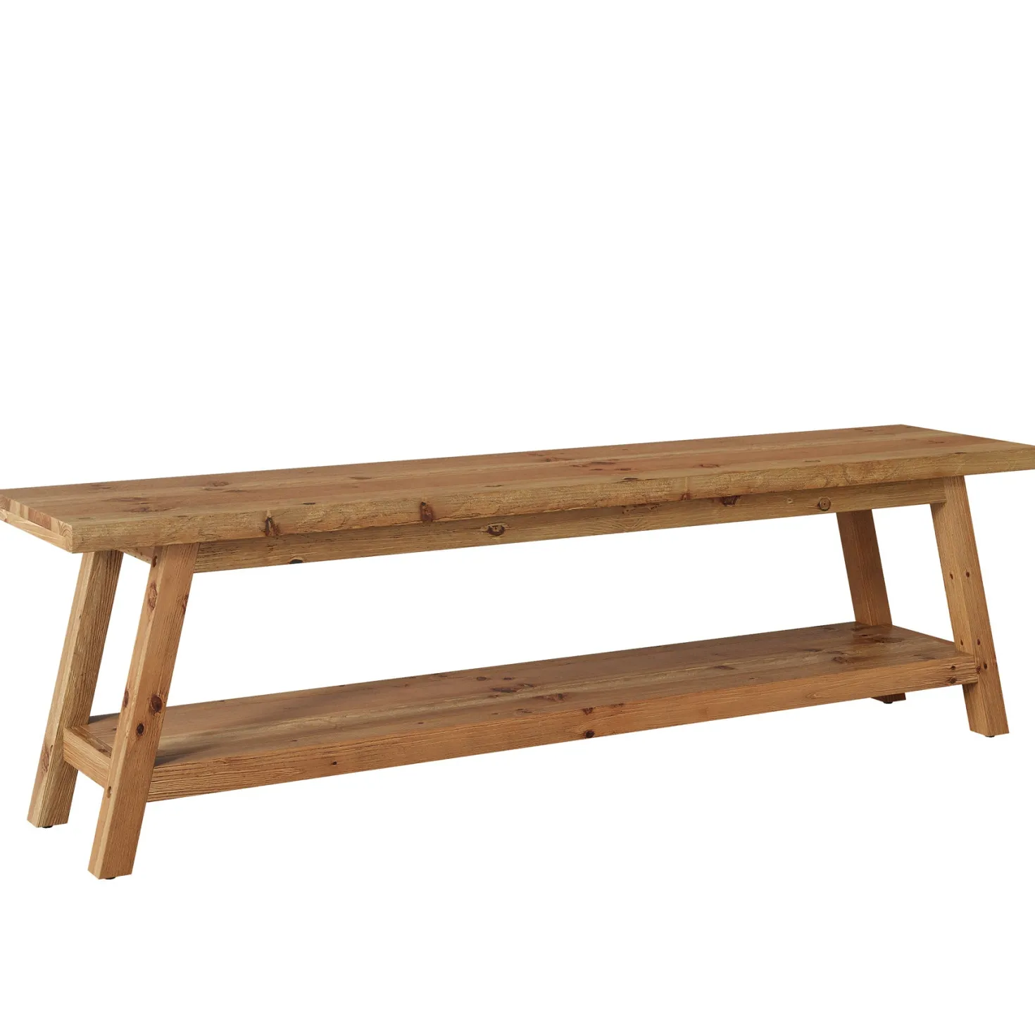63" Solid Wood Entryway Bench, Hallway Shoe Bench with Storage Shelf
