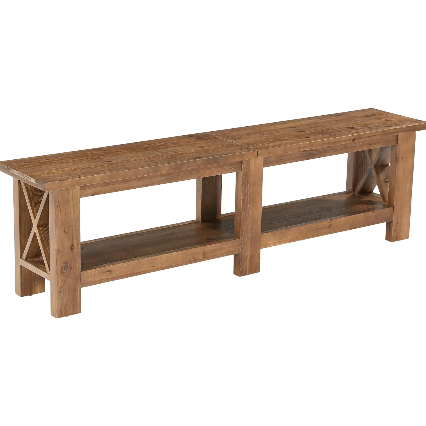70.87" Solid Wood Entryway Shoe Bench, Farmhouse End of Bed Bench with Storage