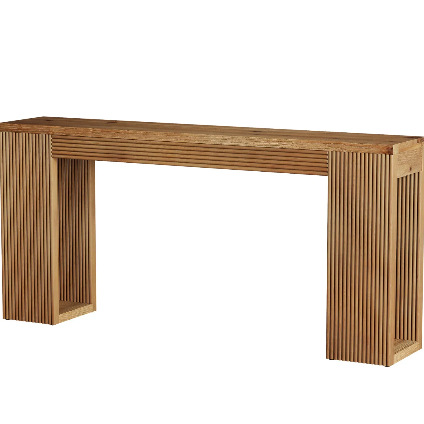 63" Solid Wood Farmhouse Console Table, Narrow Entryway Sofa Table with Fluted Legs