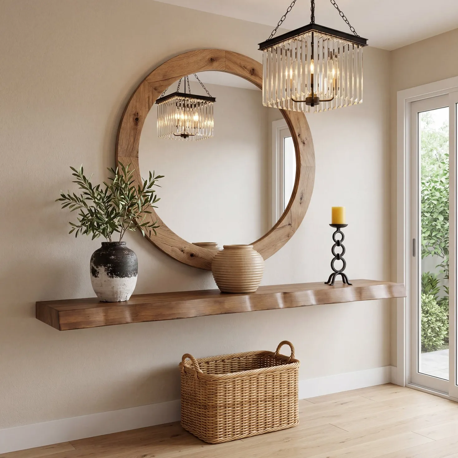63" Solid Wood Floating Mantel Shelf with Live Edge, Rustic Fireplace Mantel & Wall Shelf for Living Room