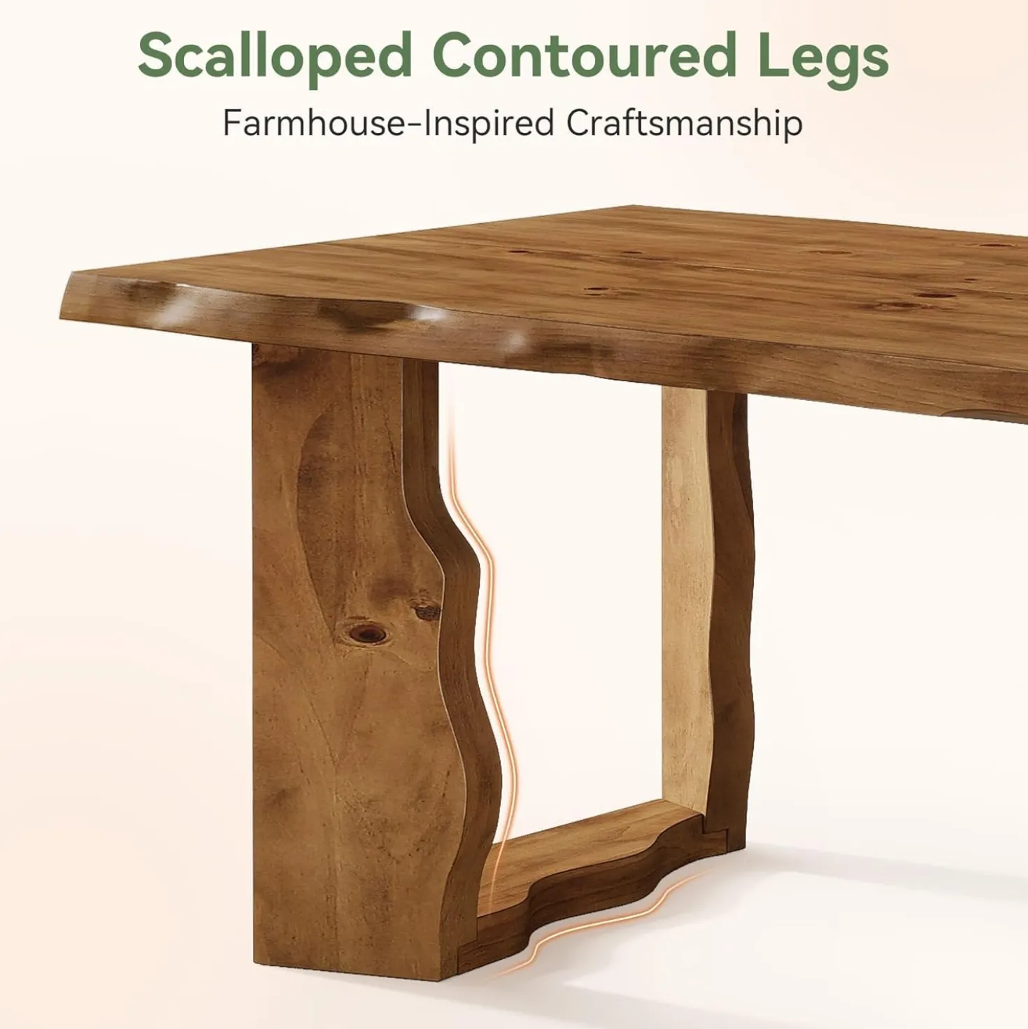 63" Solid Wood Live Edge Executive Desk, Rustic Farmhouse Computer Desk for Home Office or Studio Workspace