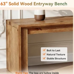 63" Solid Wood TV Stand for 65" TV, Farmhouse Entertainment Center Low Media Console