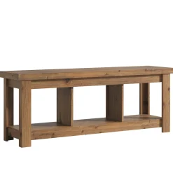 63" Solid Wood TV Stand With 3 Open Shelves for 55/60/65/75-Inch TVs