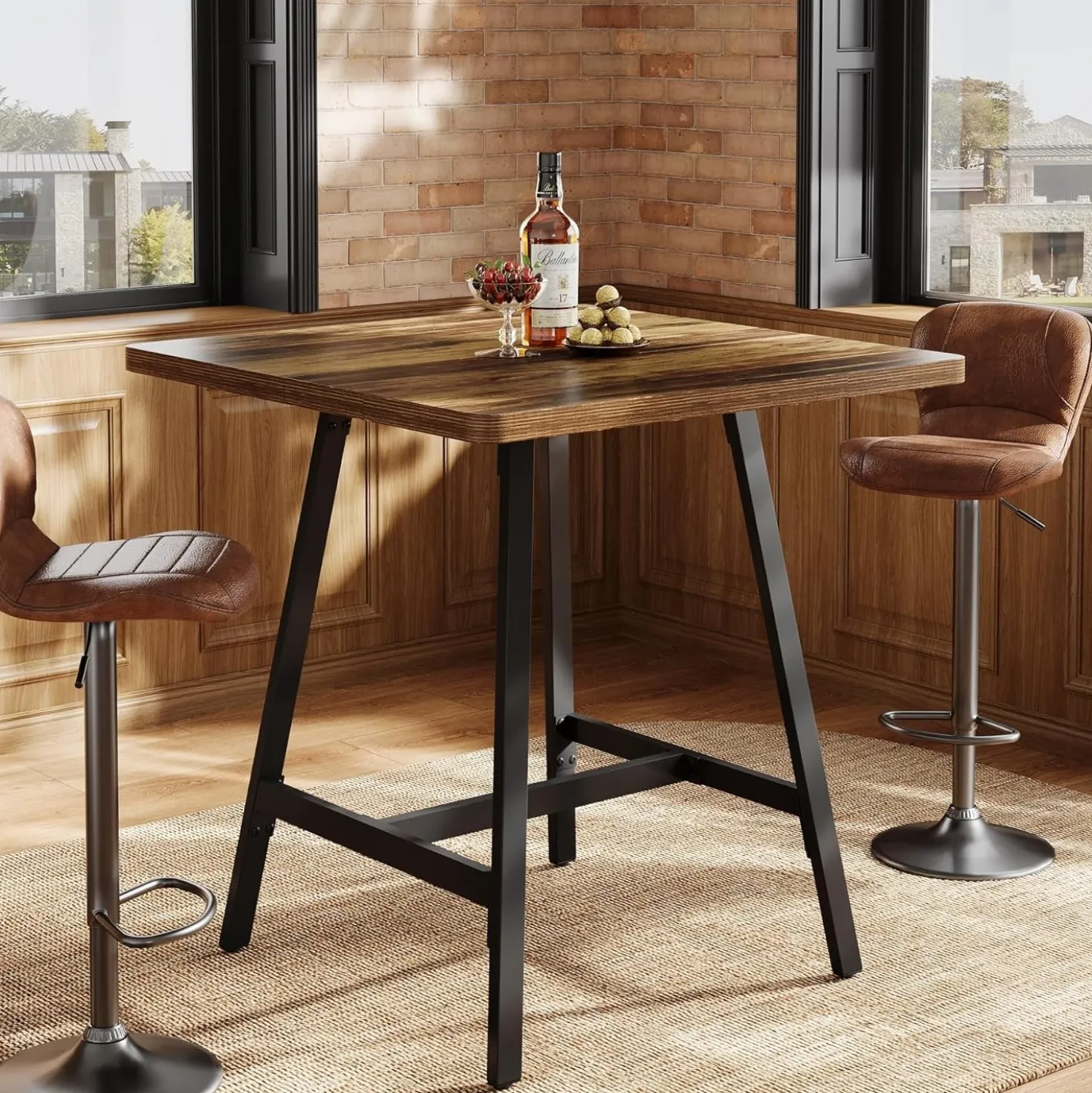 31" Square Bar Table, Small High Top Pub Table Dining Table with Thickened Top