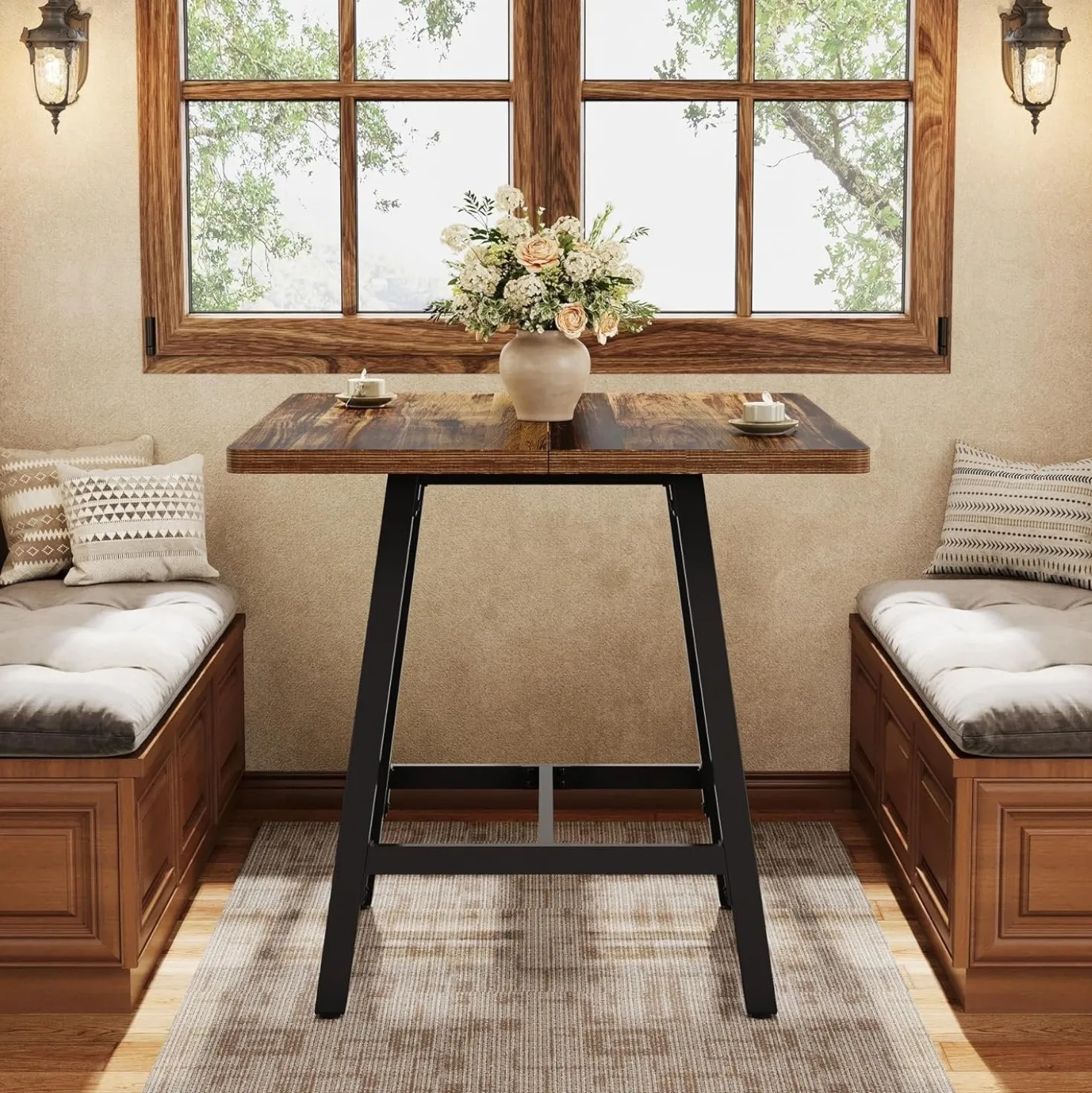 31" Square Bar Table, Small High Top Pub Table Dining Table with Thickened Top
