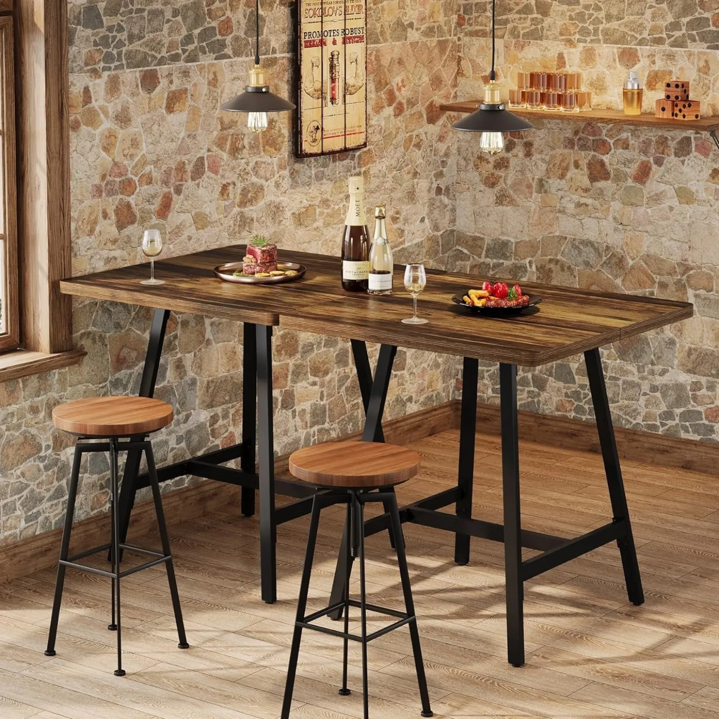 31" Square Bar Table, Small High Top Pub Table Dining Table with Thickened Top