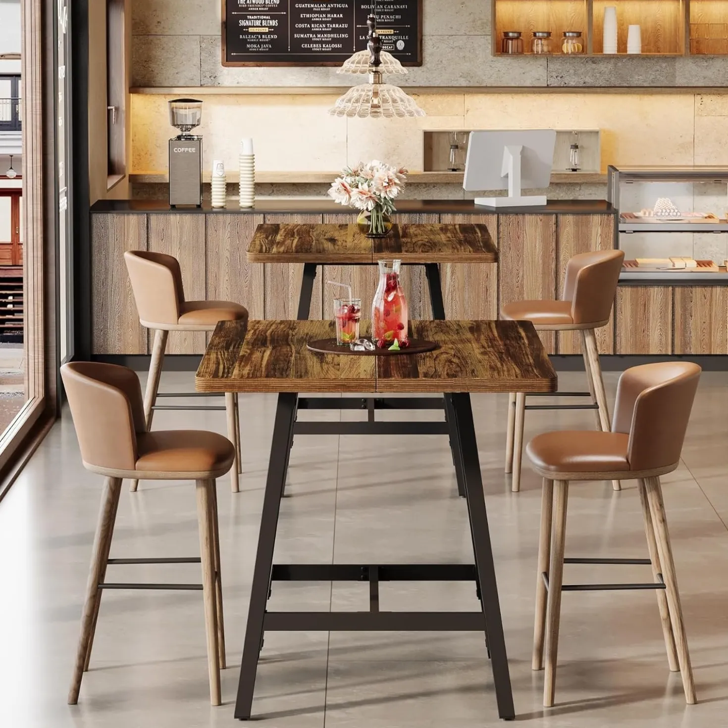 31" Square Bar Table, Small High Top Pub Table Dining Table with Thickened Top