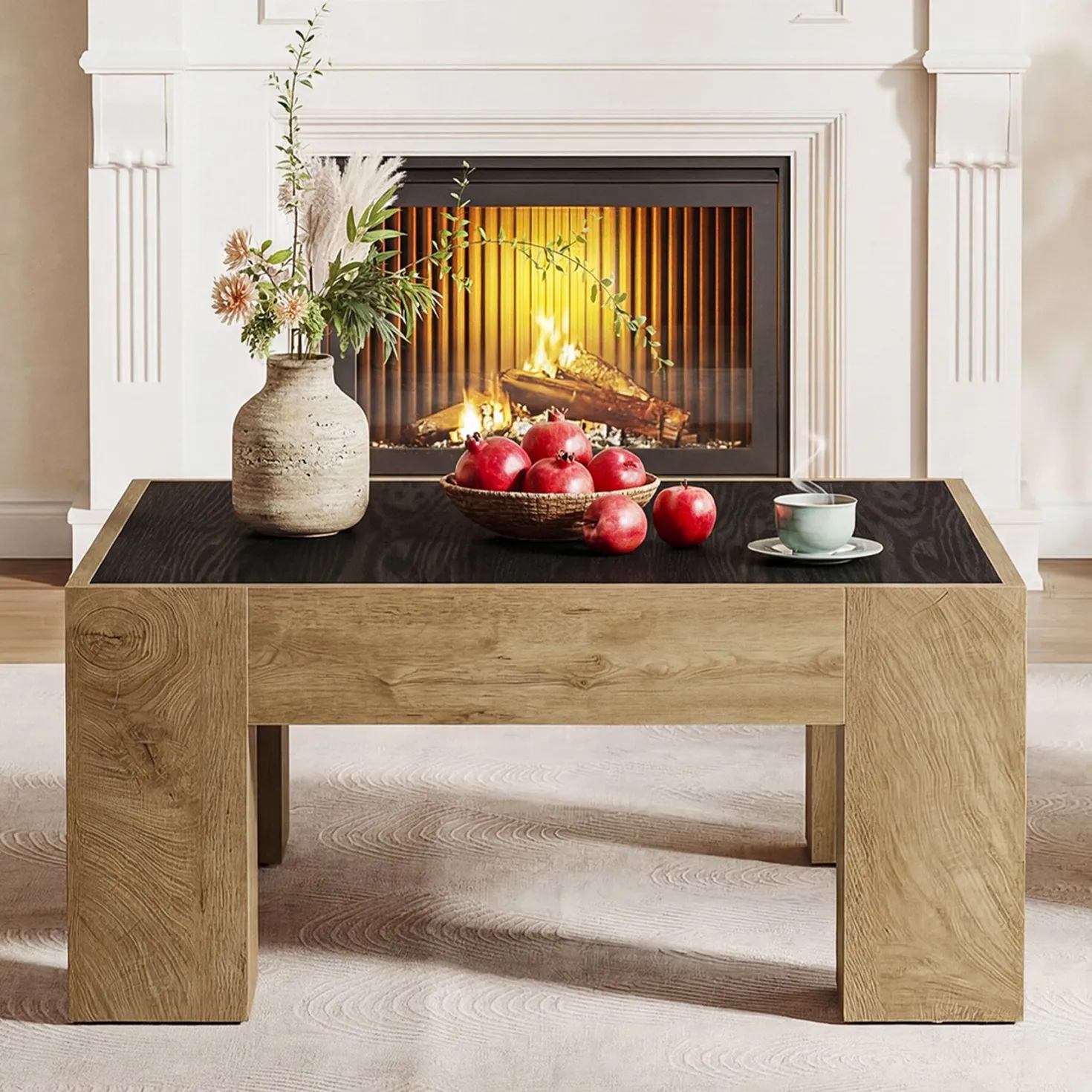 31.5" Square Coffee Tables, Farmhouse Center Table with Sturdy Legs