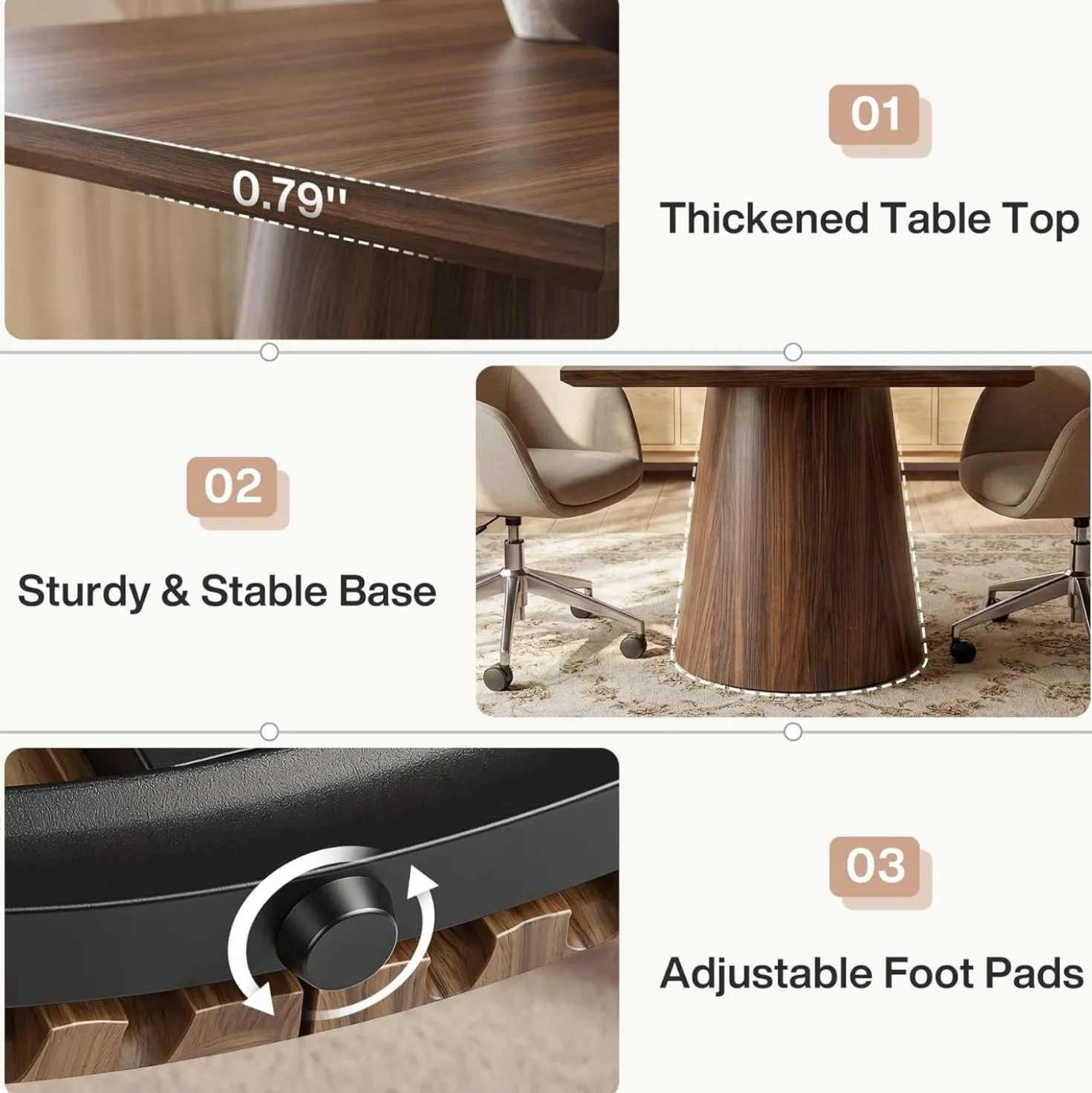 31.5" Square Conference Table, Wooden Meeting Room Table for 4 People