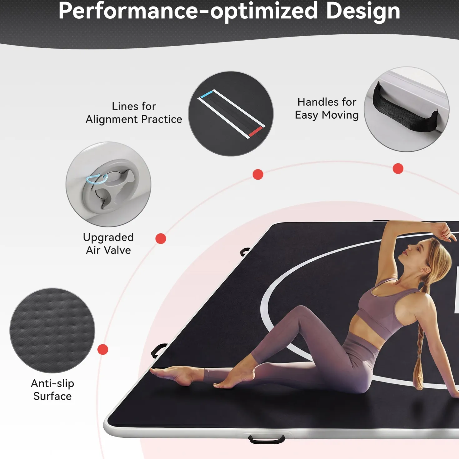 4" Thick Inflatable Wrestling Mat, PVC Portable Wrestling Mats for Indoor Outdoor Use, Jiu Jitsu Mats with Circles for Wrestling