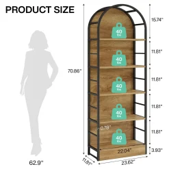 5 Tier Arched Bookcase, 70.8