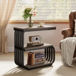 3 Tier End Table, Vintage Side or Bedside Stand for Living Room