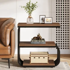 3 Tier End Table, Vintage Side or Bedside Stand for Living Room