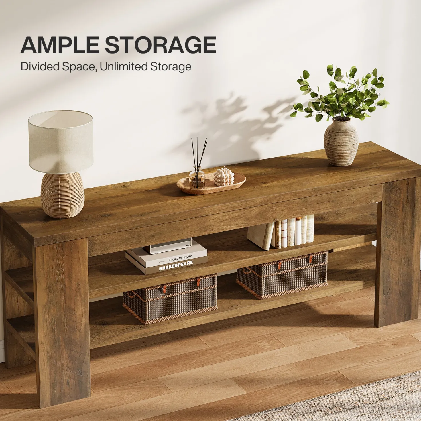 47.2" TV Stand, Entertainment Center with Open Storage for TVs up to 55"