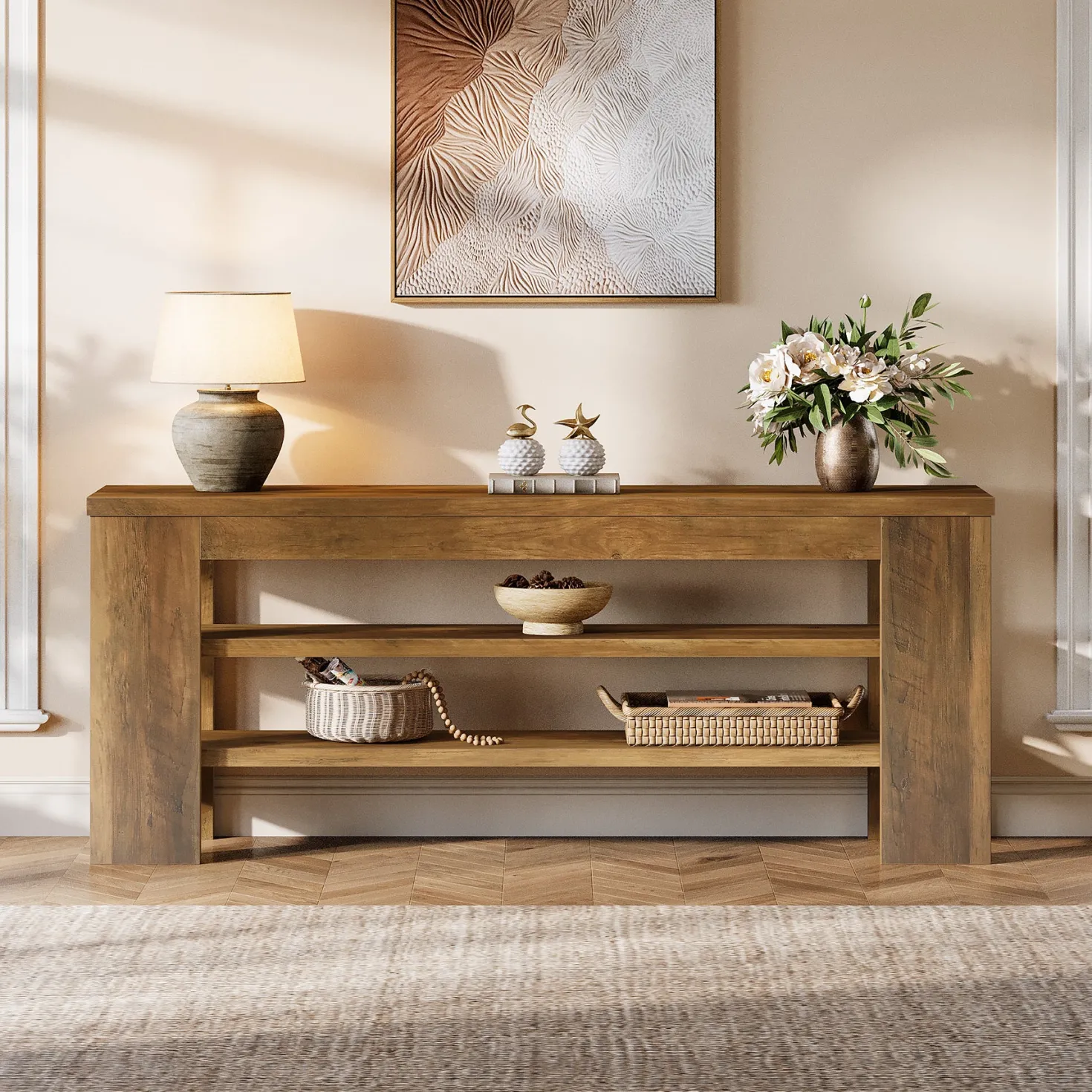47.2" TV Stand, Entertainment Center with Open Storage for TVs up to 55"