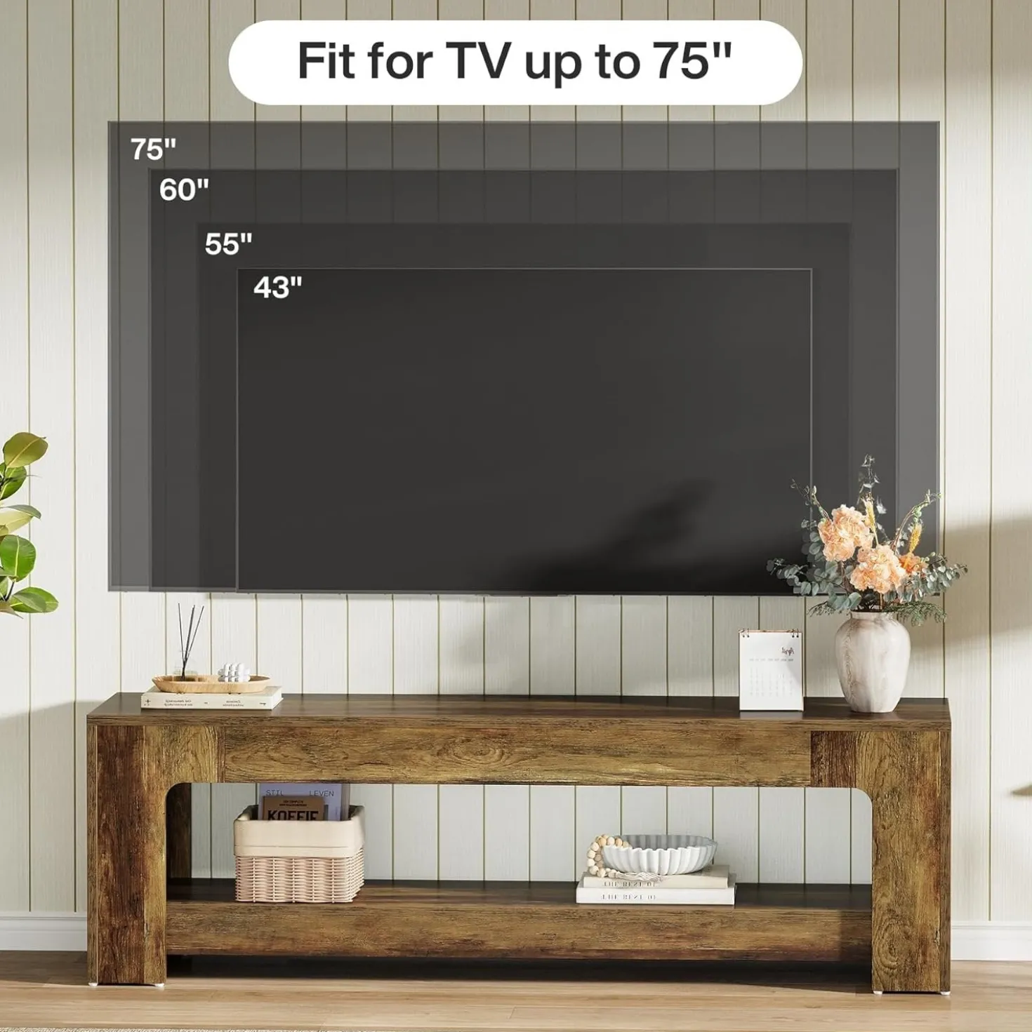 63" TV Stand, Entertainment Center Television Console for up to 75-Inch TVs