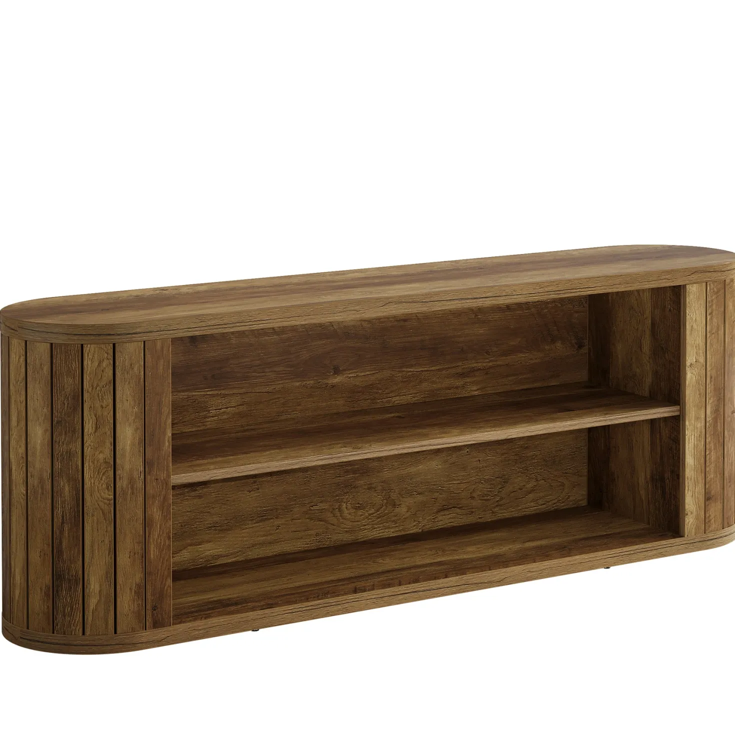 63" TV Stand, Farmhouse Entertainment Center with 3-Tier Storage Shelf