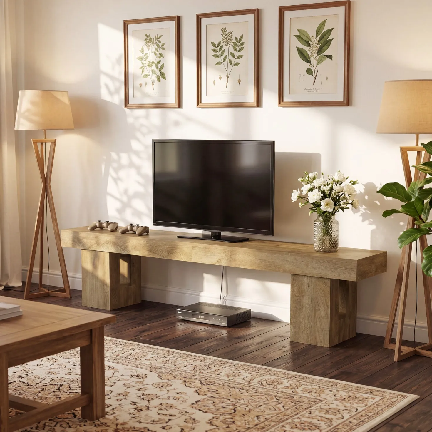 83" TV Stand for 65/75/85" TVs, Modern Rustic Entertainment Center for Living Room