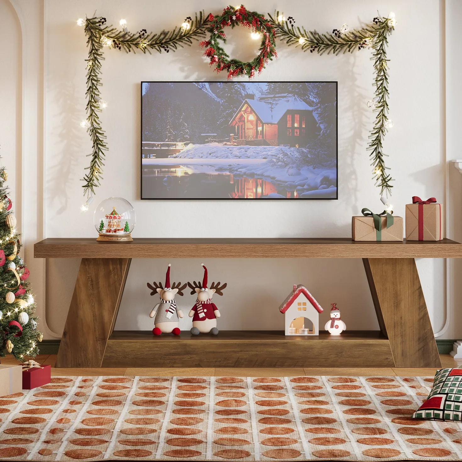 63" TV Stand for UP to 75" TVs, Media TV Console with Storage Shelves