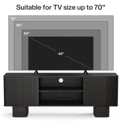 63" TV Stand for TVs Up To 70", Entertainment Center With Fluted Door & Hidden Storage