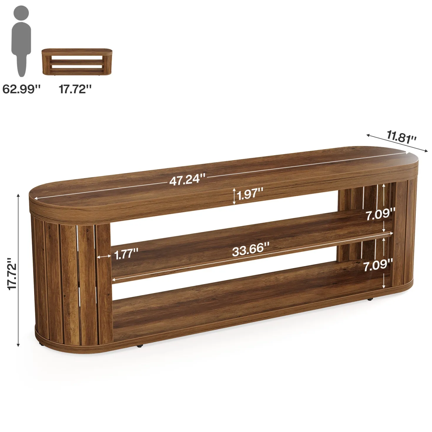 47.2" TV Stand for TVs up to 55", Entertainment Center with 2-Tier Open Storage