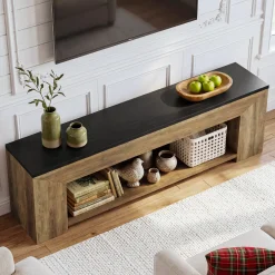 70.86" TV Stand for Up to 80 Inch TVs, Extra Long Wood Console with Storage